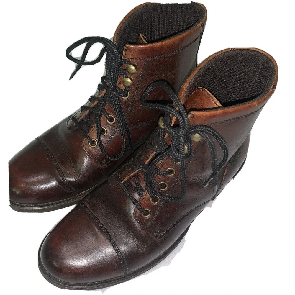 Eastland HIGH Fidelity Dark Brown Leather Boots Almond Toe Ankle Fashion Mens 8D